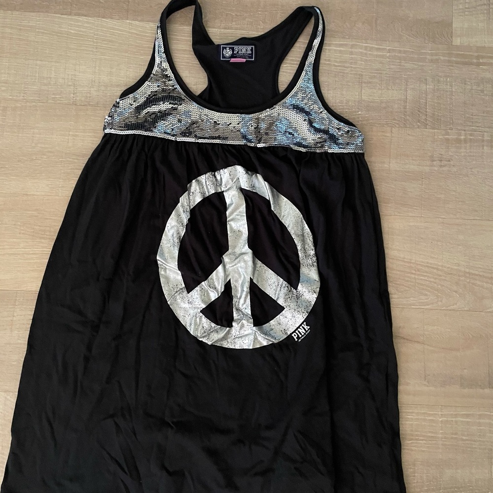 VS PINK PEACE SEQUIN TANK